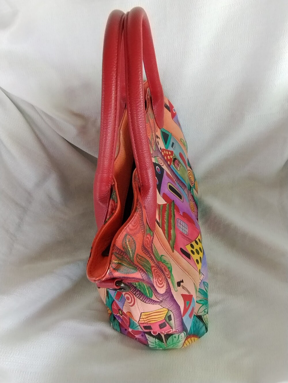 Anna by Anuschka Village of Dreams Bag Hand-Painted Leather Beautiful - Picture 3 of 16